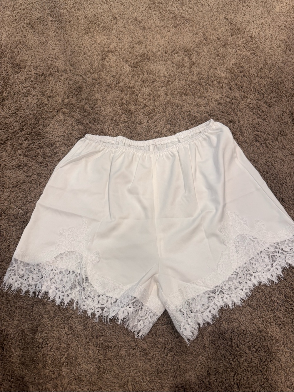 SHEIN White High Waist Lace Trim Shorts